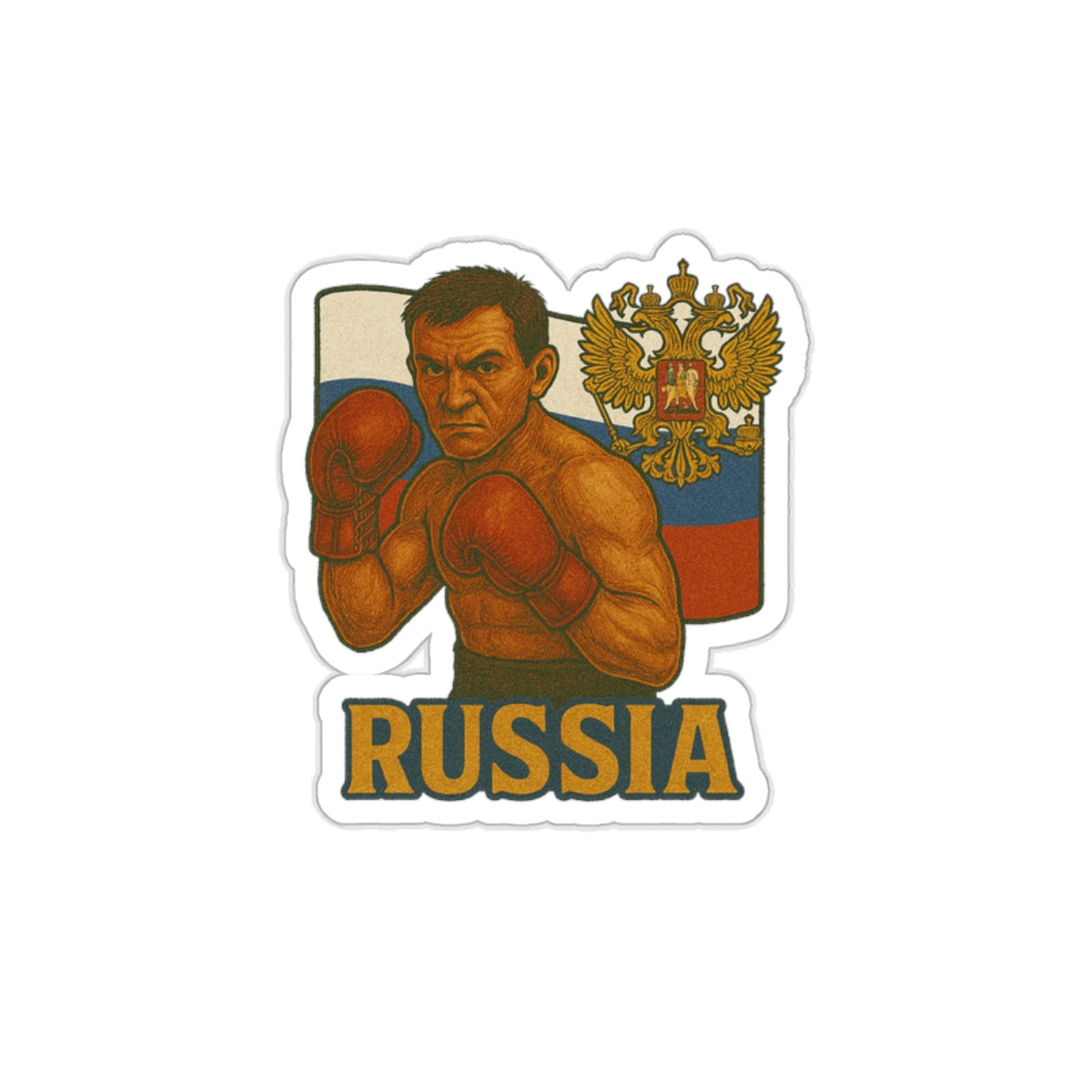 Russia Boxer Die Cut Sticker
